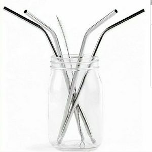 4pcs Reusable Stainless Steel Bend Drinking